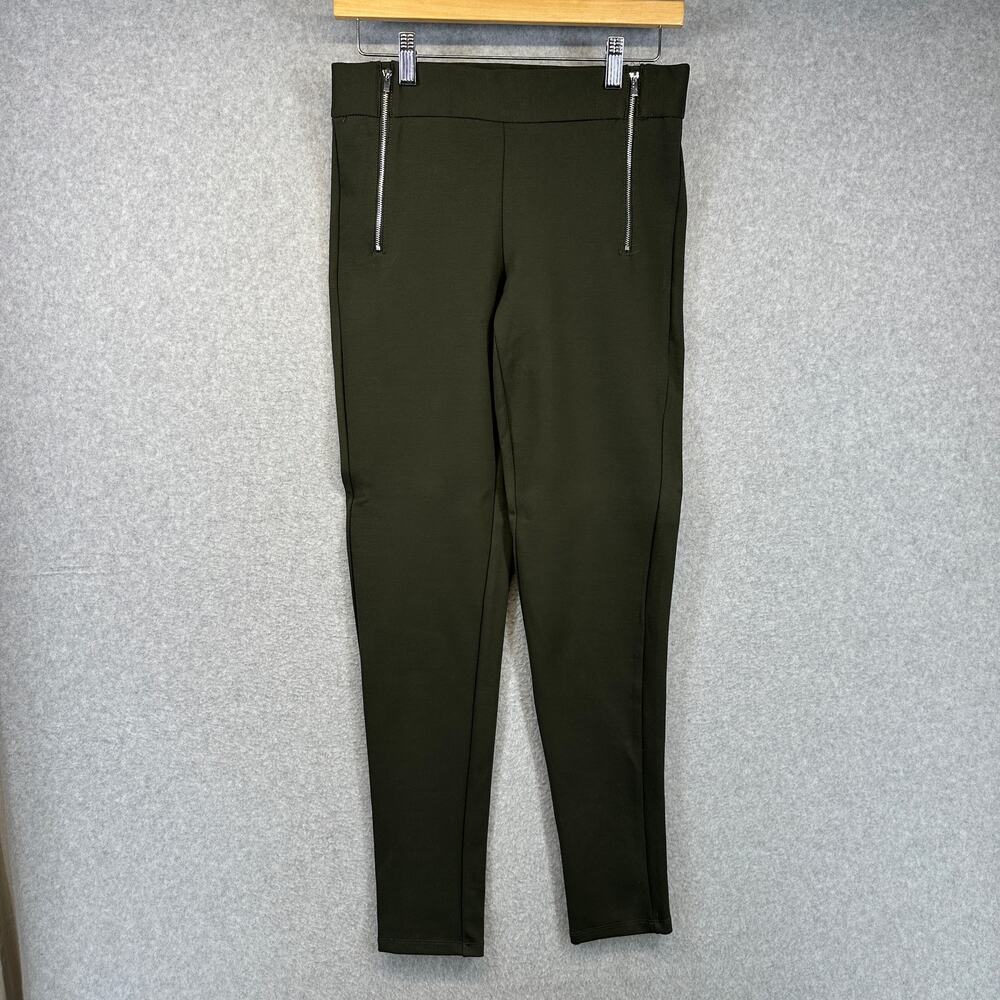 Slimming Options Pants Womens Size S Green Rayon Blend Two Zip Front Ankle